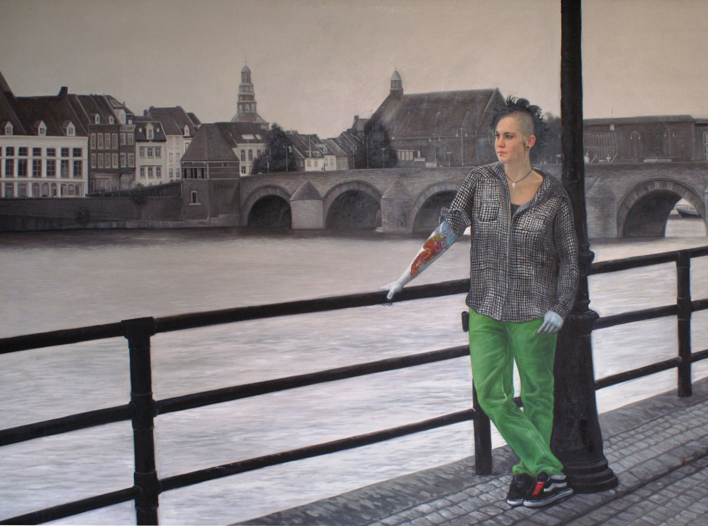 People Colour a City (Maastricht) - Olieverf op Canvas - 90 x 120 cm